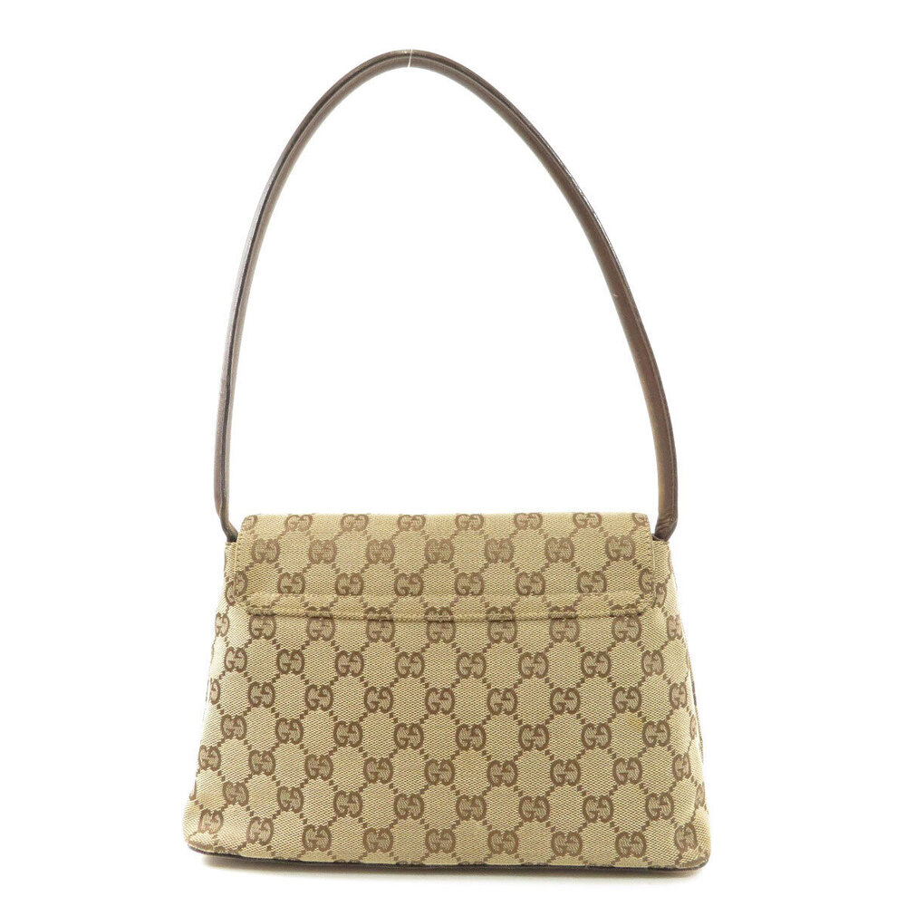 Gucci GG Bag Canvas Shoulder Leather Black